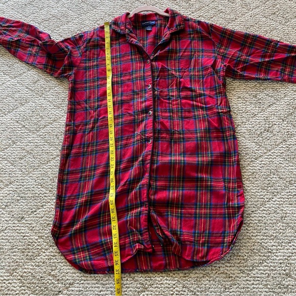 Charter Club Intimates Red Plaid Button-Up Sleep Shirt/Dress Medium - Picture 5 of 7